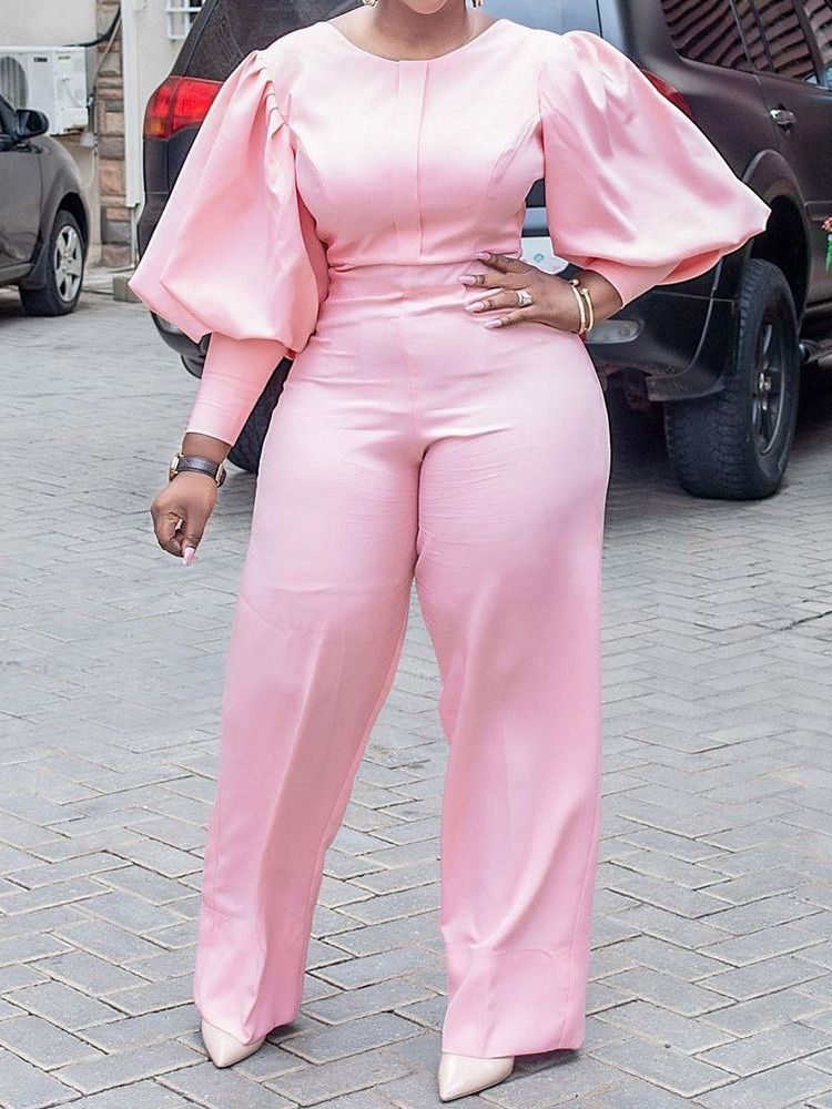 Full Längd Vanlig Slim Straight Jumpsuit