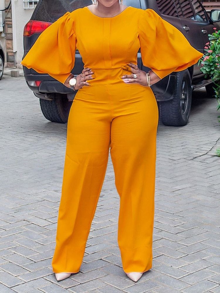 Full Längd Vanlig Slim Straight Jumpsuit