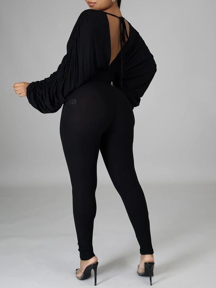 Full Längd Vanlig Western Pencil Byxor Hög Midja Jumpsuit