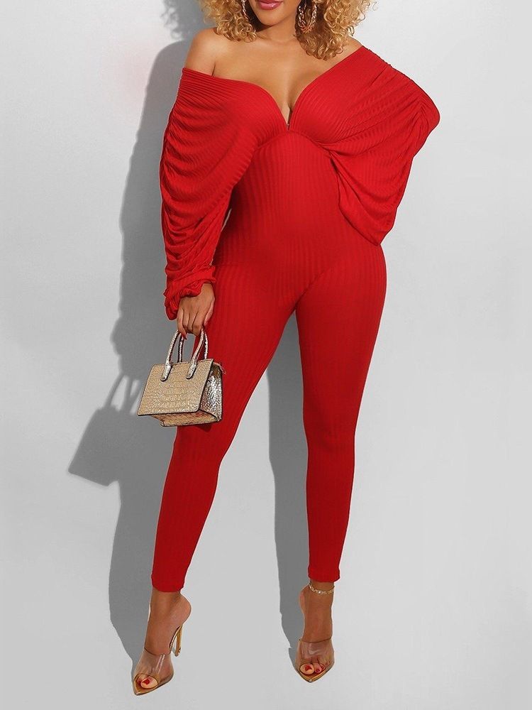 Full Längd Vanlig Western Pencil Byxor Hög Midja Jumpsuit