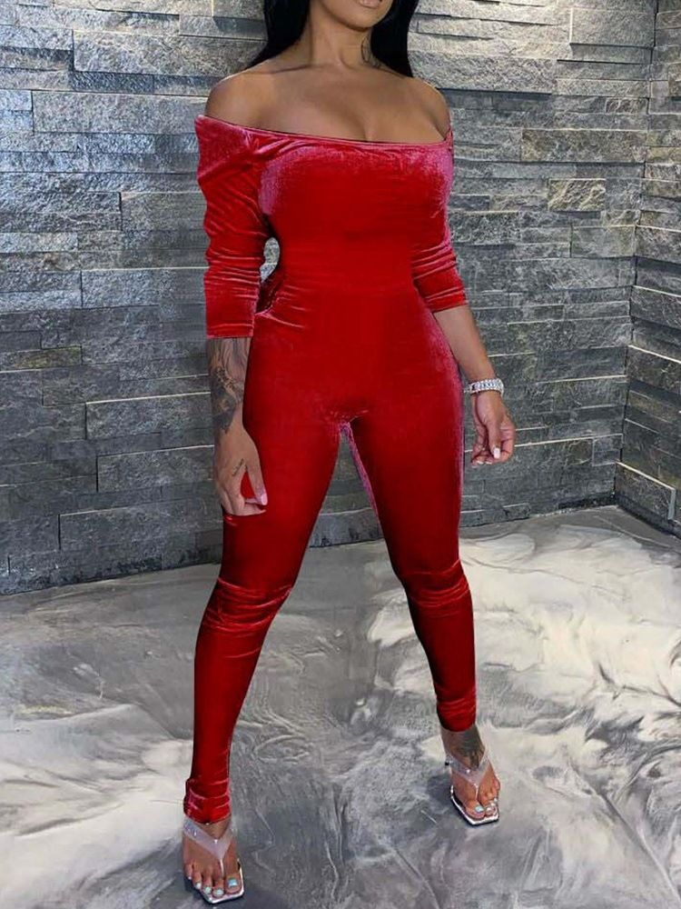Full Längd Vanligt Mode Skinny Pencil Byxor Jumpsuit