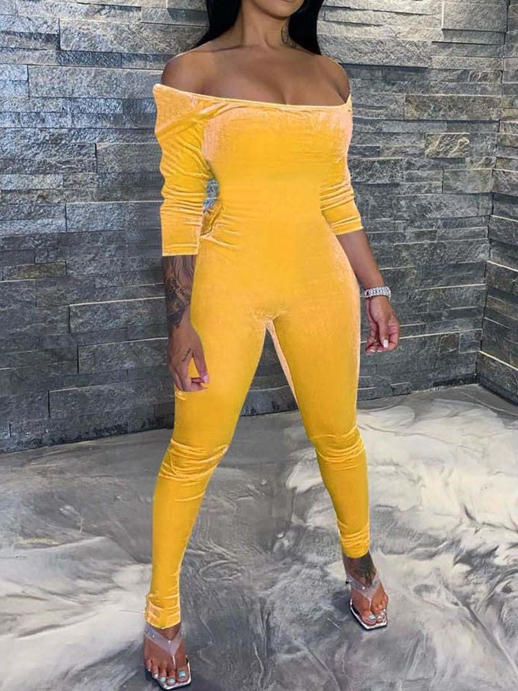 Full Längd Vanligt Mode Skinny Pencil Byxor Jumpsuit