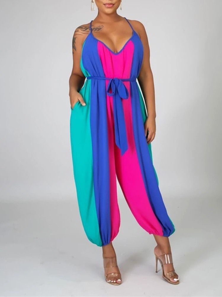 Fullängd Office Lady Backless Rak Slim Jumpsuit För Kvinnor