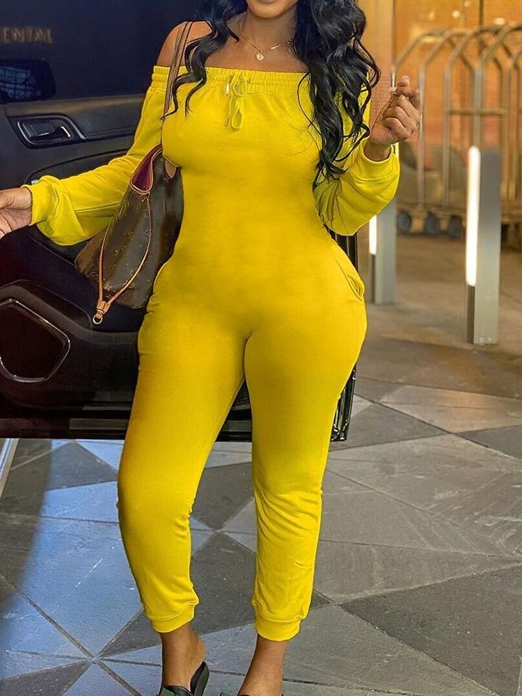 Fullängd Office Lady Plain Slim Jumpsuit