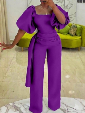 Fullängd Office Lady Vanlig Rak Slim Jumpsuit För Kvinnor