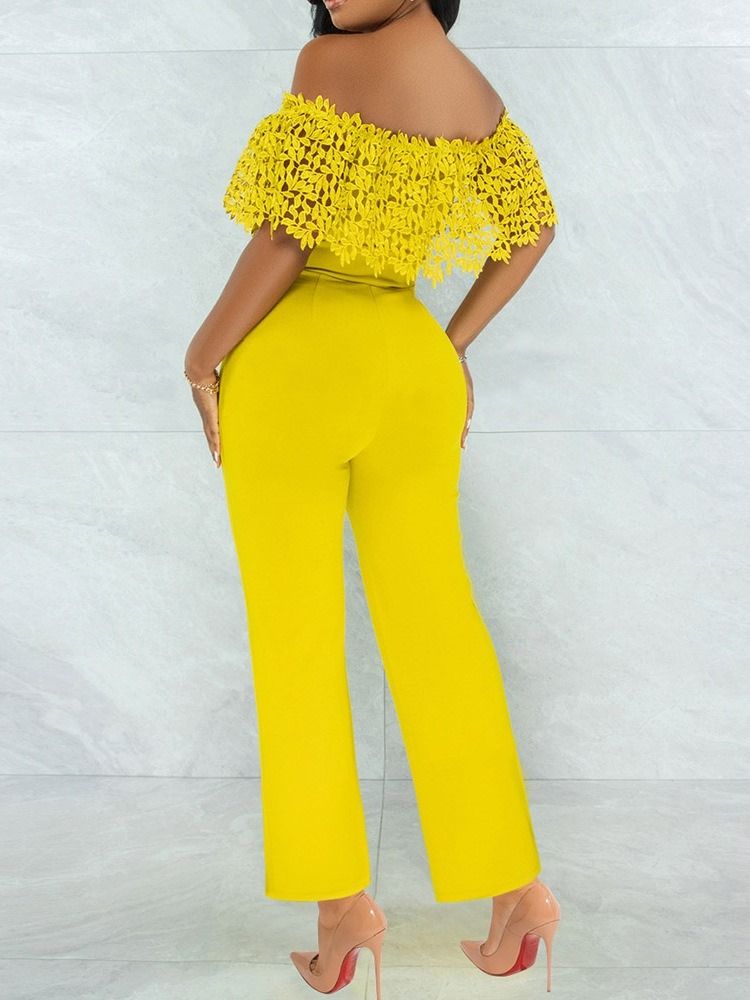 Fullängd Office Lady Vanlig Slim Jumpsuit Med Hög Midja
