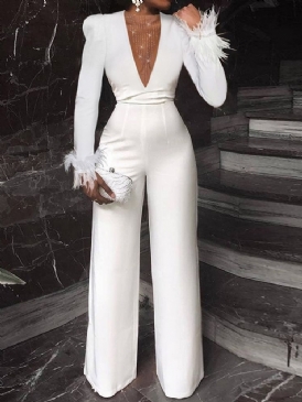 Fullängds Pärla Formell Rak Slim Jumpsuit