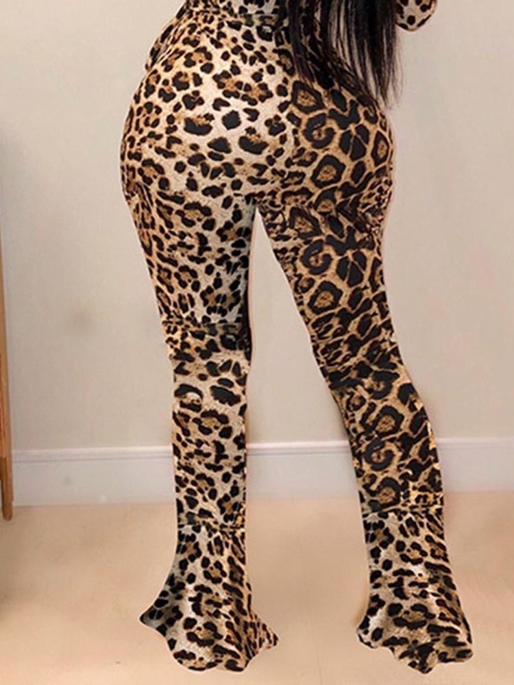 Fullängds Sexigt Tryck Slim Bellbottoms Jumpsuit För Kvinnor