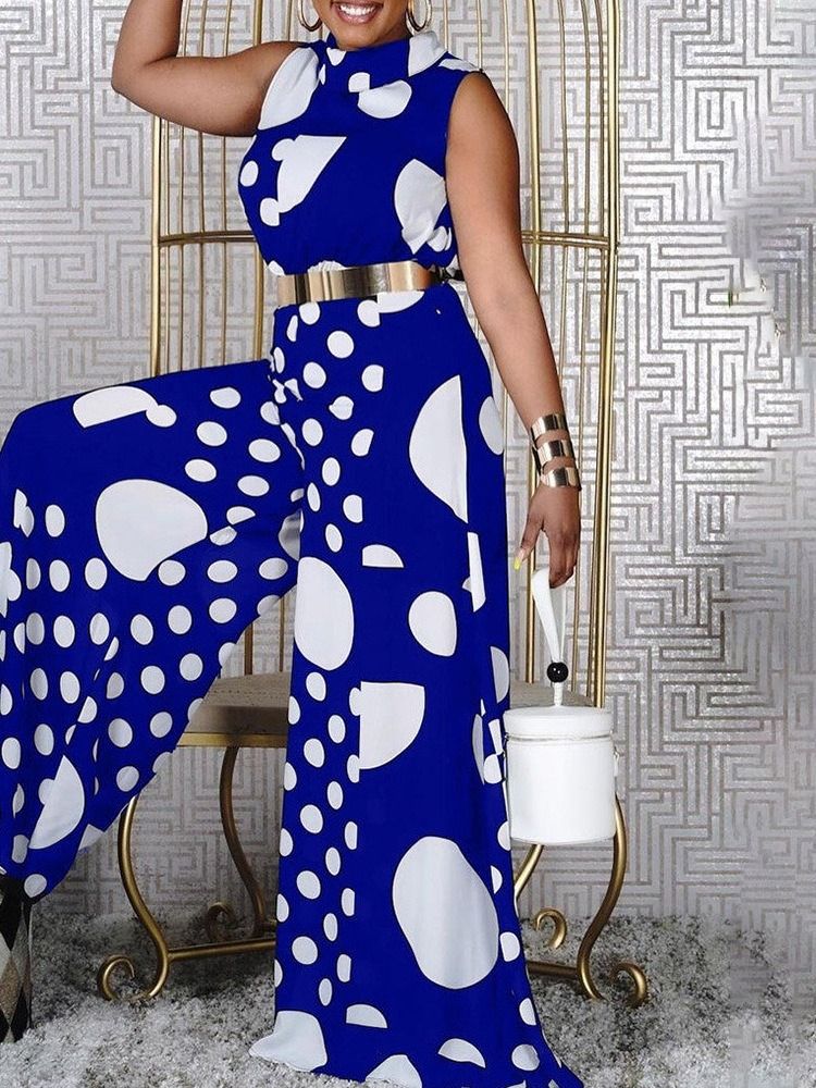 Fullängds Västerländskt Tryck Breda Ben Hög Midja Jumpsuit För Kvinnor