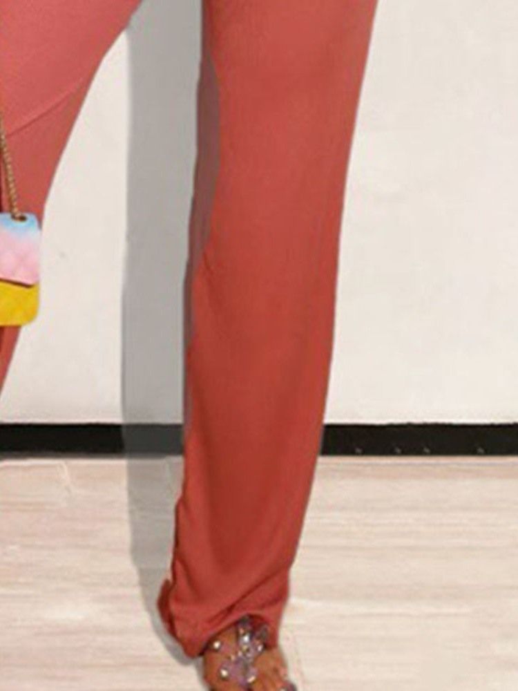 Fullängdsknapp Casual Rak Slim Jumpsuit För Kvinnor