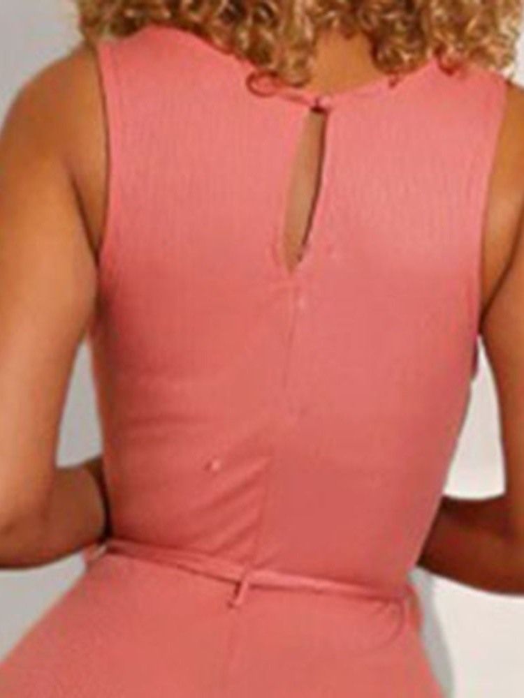 Fullängdsknapp Casual Rak Slim Jumpsuit För Kvinnor