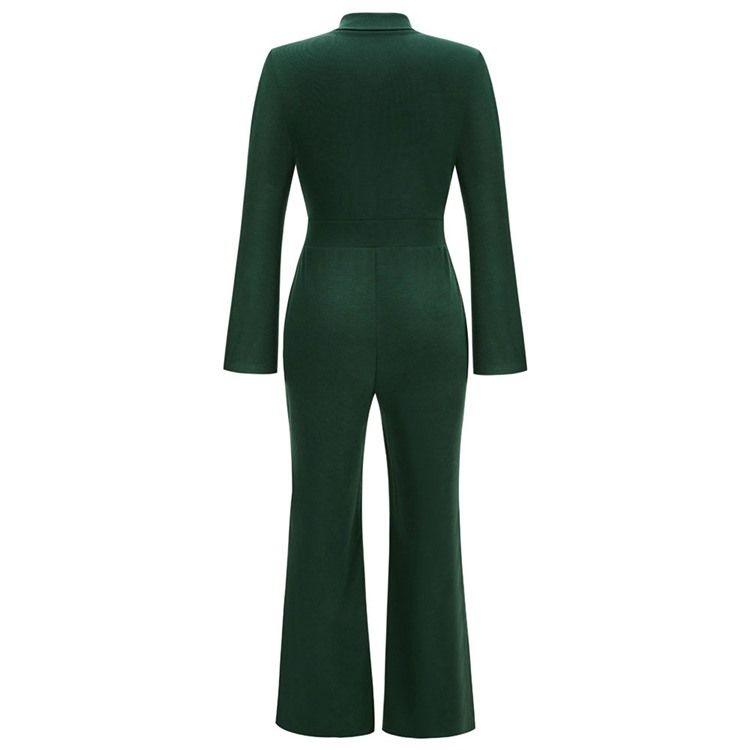 Fullängdsknapp Mode Rak Slim Jumpsuit