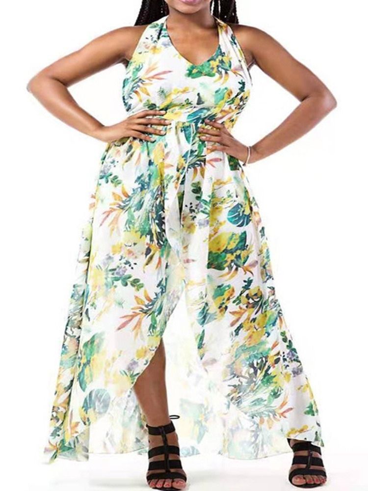 Fullängdsmode Backless Mid Waist Lös Jumpsuit För Kvinnor