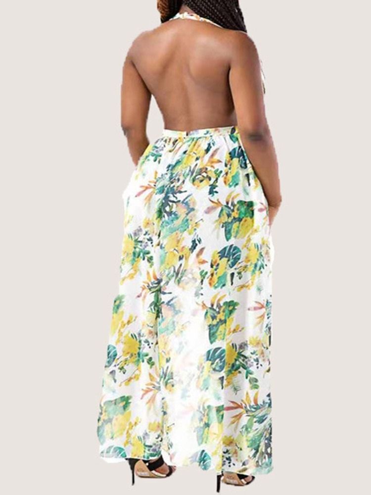 Fullängdsmode Backless Mid Waist Lös Jumpsuit För Kvinnor