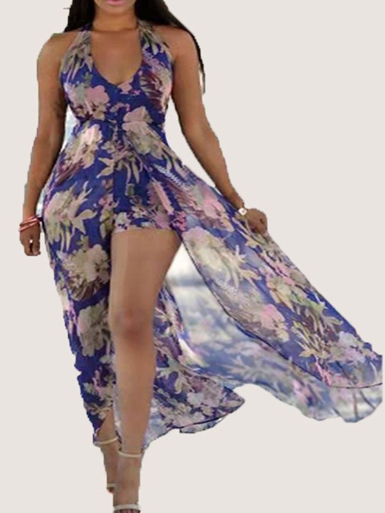 Fullängdsmode Backless Mid Waist Lös Jumpsuit För Kvinnor