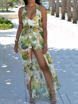 Fullängdsmode Backless Mid Waist Lös Jumpsuit För Kvinnor
