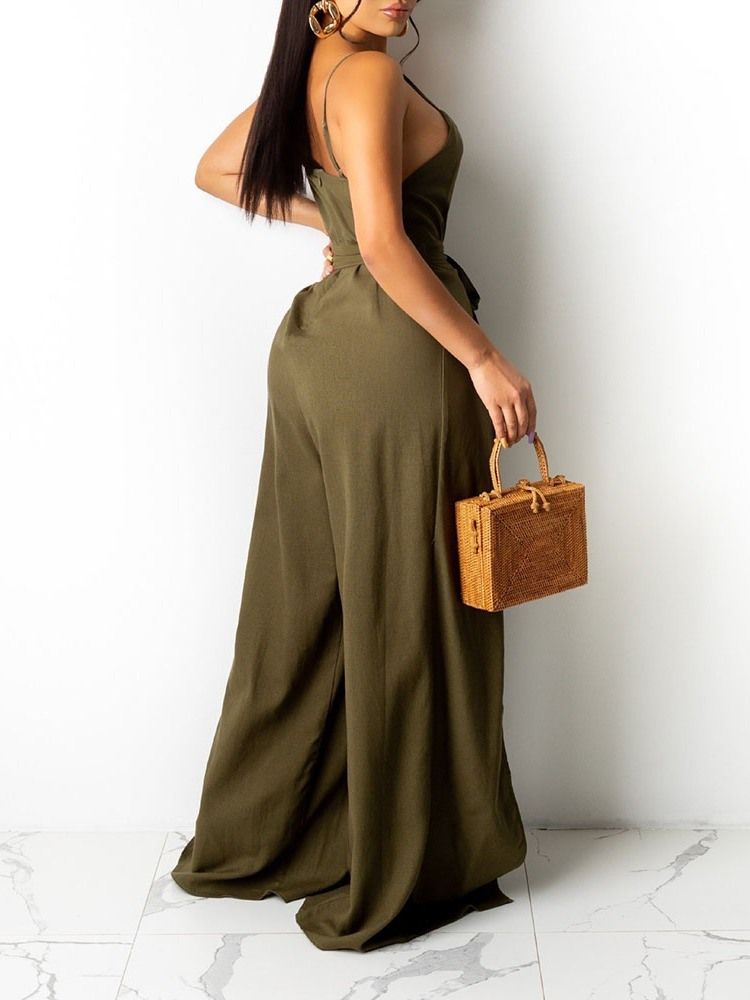 Fullängdsmode Kvinnors Rygglös Slimmad Jumpsuit