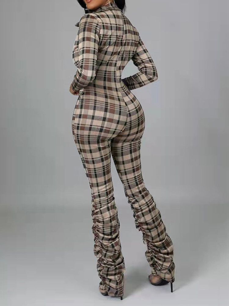 Fullängdstryck Mode Mid Waist Skinny Jumpsuit