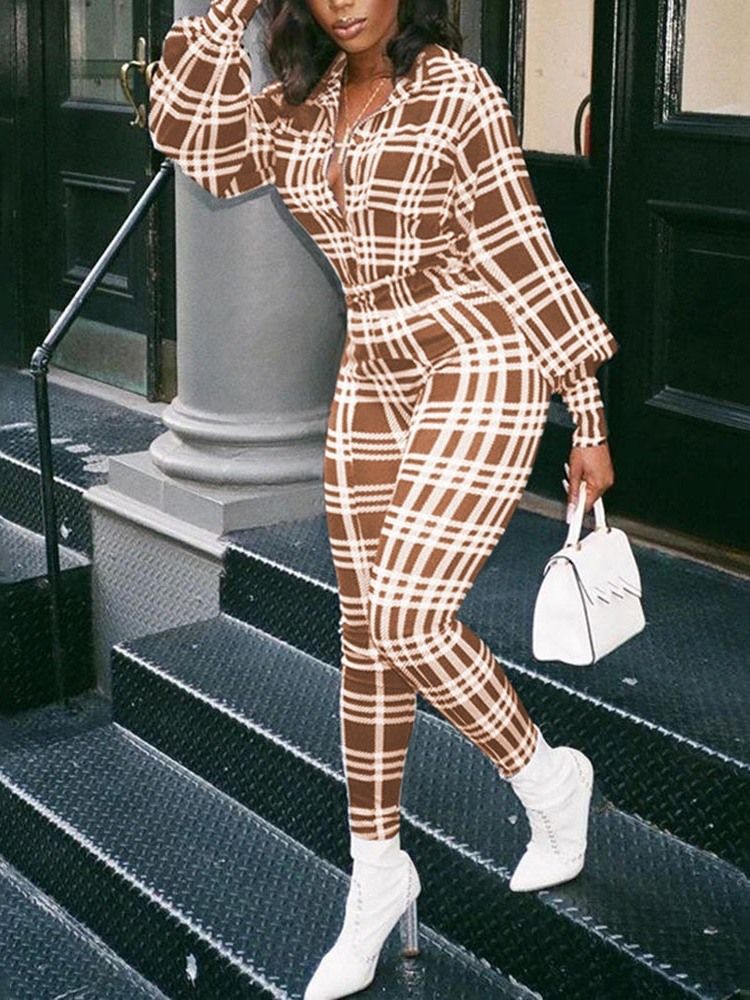 Fullängdstryck Western Pencil Pants Slim Jumpsuit För Kvinnor