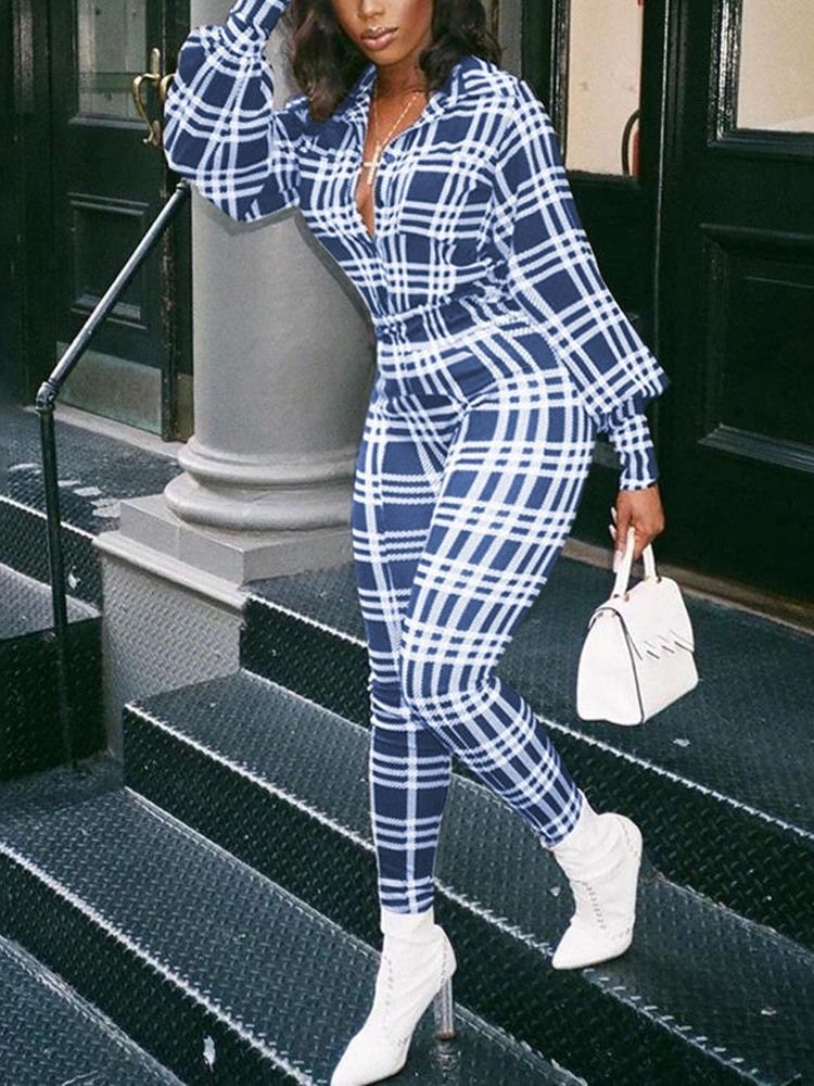 Fullängdstryck Western Pencil Pants Slim Jumpsuit För Kvinnor