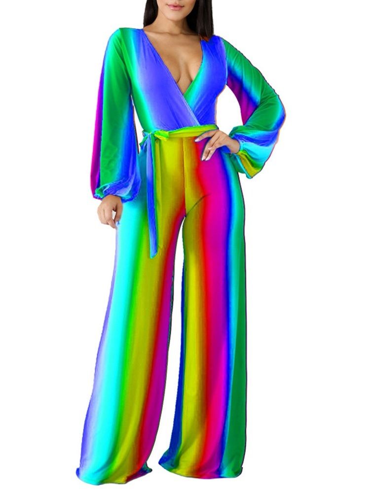 Gradient Stripe Sexig Slim Jumpsuit