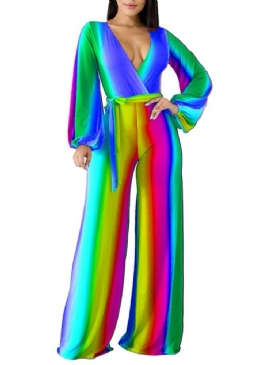 Gradient Stripe Sexig Slim Jumpsuit
