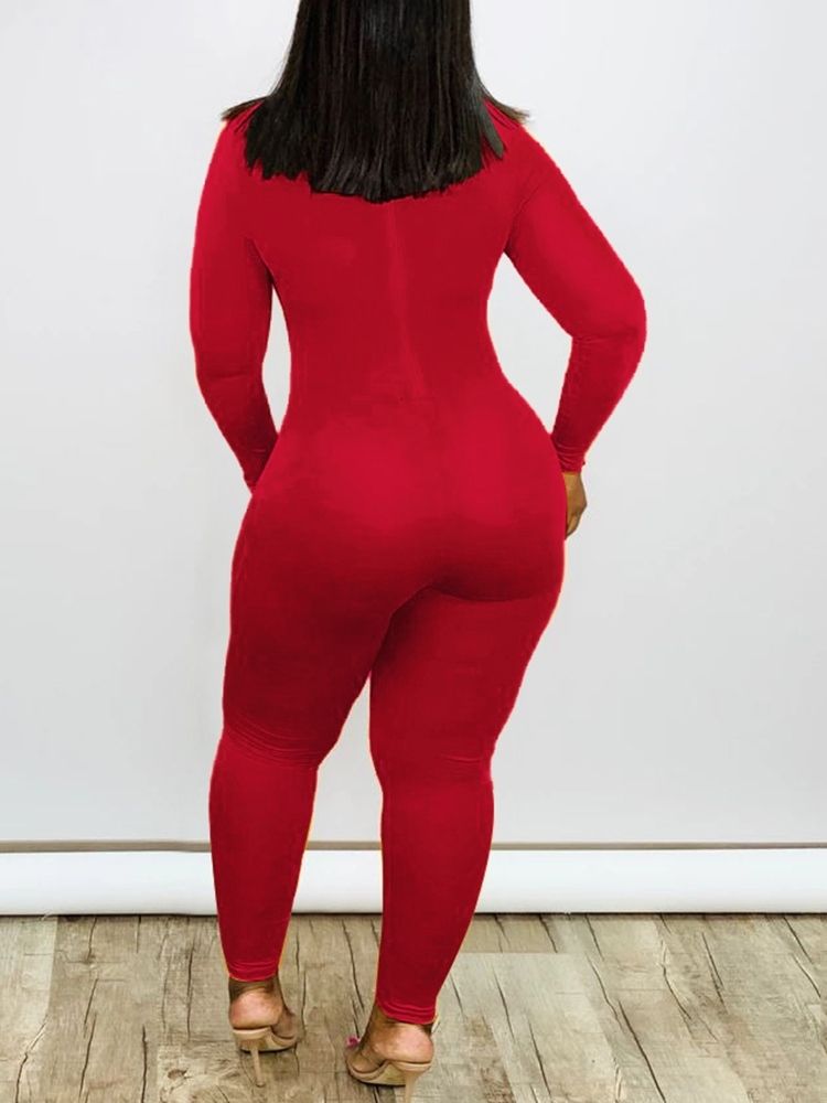 Hellängd Casual Vanlig Skinny Jumpsuit