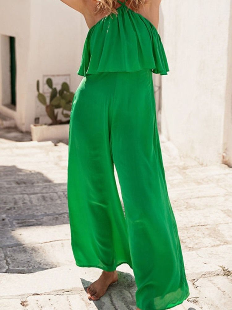 Hellängd Enkelt Mode Rak Slim Jumpsuit För Kvinnor