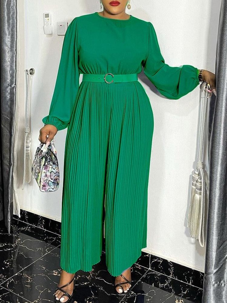 Hellängd Fashion Plisserad Hög Midja Lös Jumpsuit
