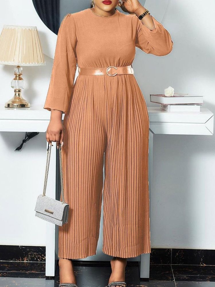 Hellängd Fashion Plisserad Hög Midja Lös Jumpsuit