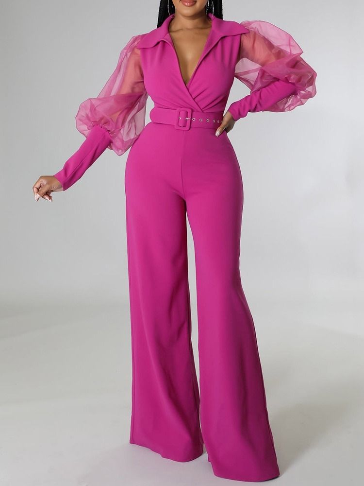 Hellängd Mesh Slimmad Jumpsuit Med Hög Midja