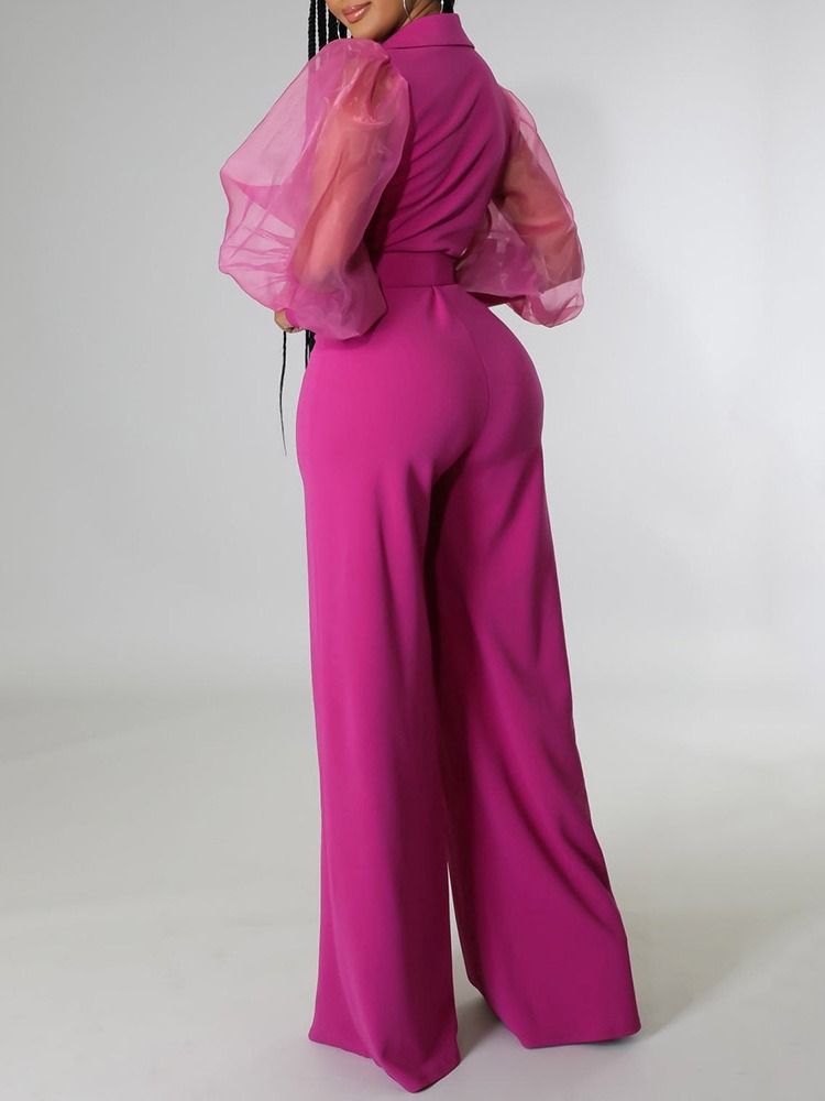 Hellängd Mesh Slimmad Jumpsuit Med Hög Midja