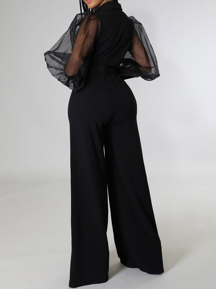 Hellängd Mesh Slimmad Jumpsuit Med Hög Midja