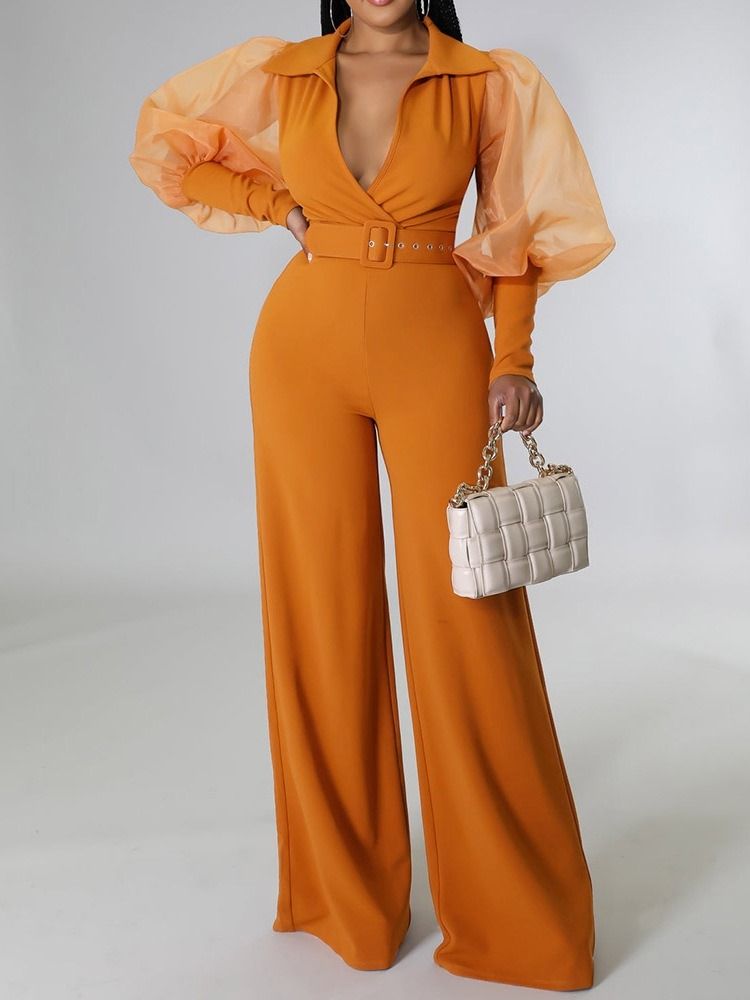 Hellängd Mesh Slimmad Jumpsuit Med Hög Midja