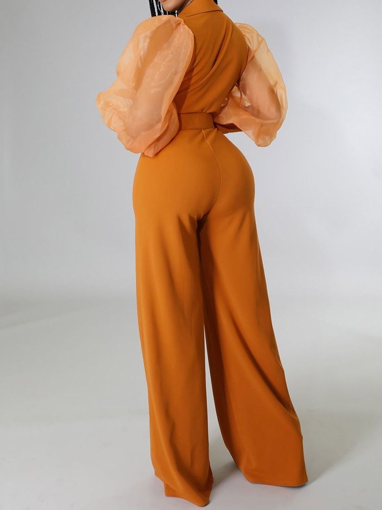 Hellängd Mesh Slimmad Jumpsuit Med Hög Midja