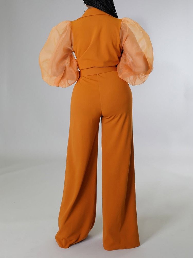 Hellängd Mesh Slimmad Jumpsuit Med Hög Midja