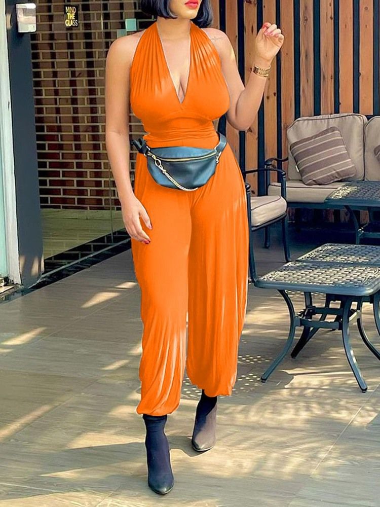 Hellängd Mode Backless Slim Jumpsuit För Kvinnor