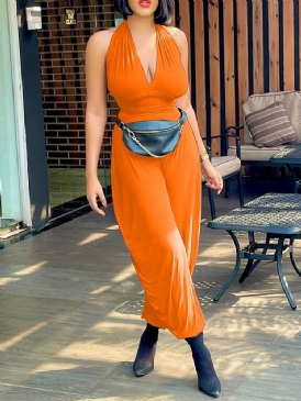 Hellängd Mode Backless Slim Jumpsuit För Kvinnor