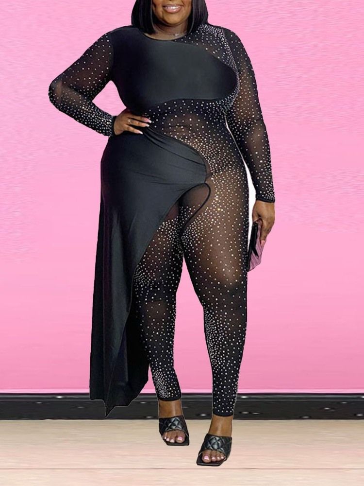 Hellängd Mode Polka Dots Mid Waist Skinny Jumpsuit För Kvinnor