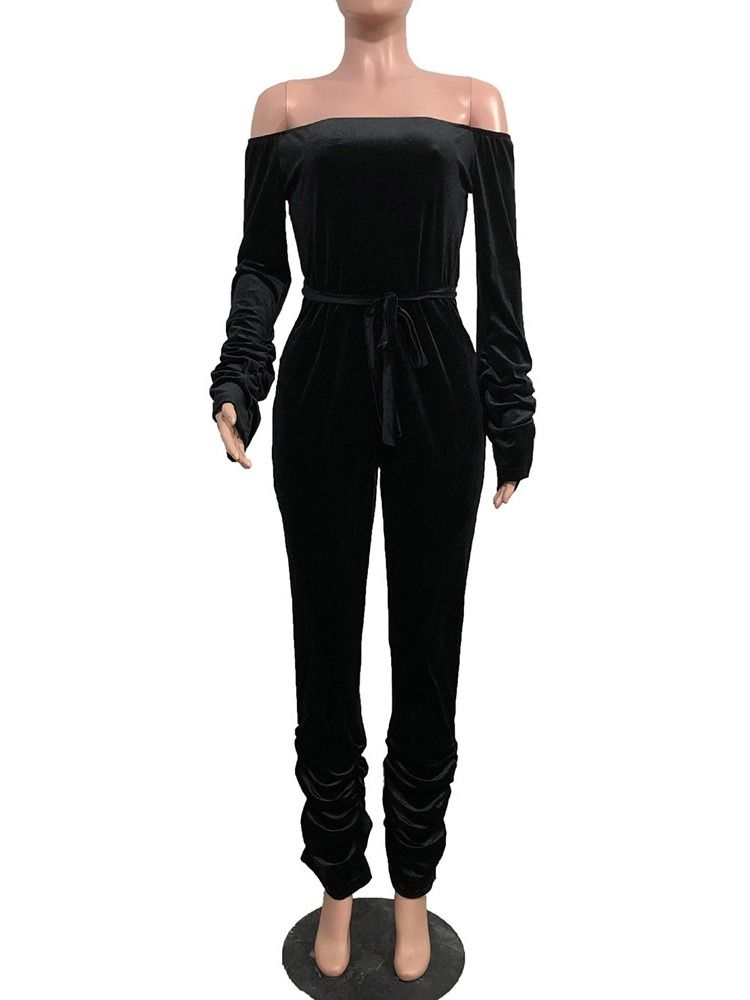 Hellängd Snörning Western Bellbottoms Slim Jumpsuit
