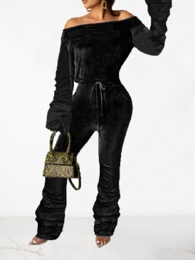 Hellängd Snörning Western Bellbottoms Slim Jumpsuit