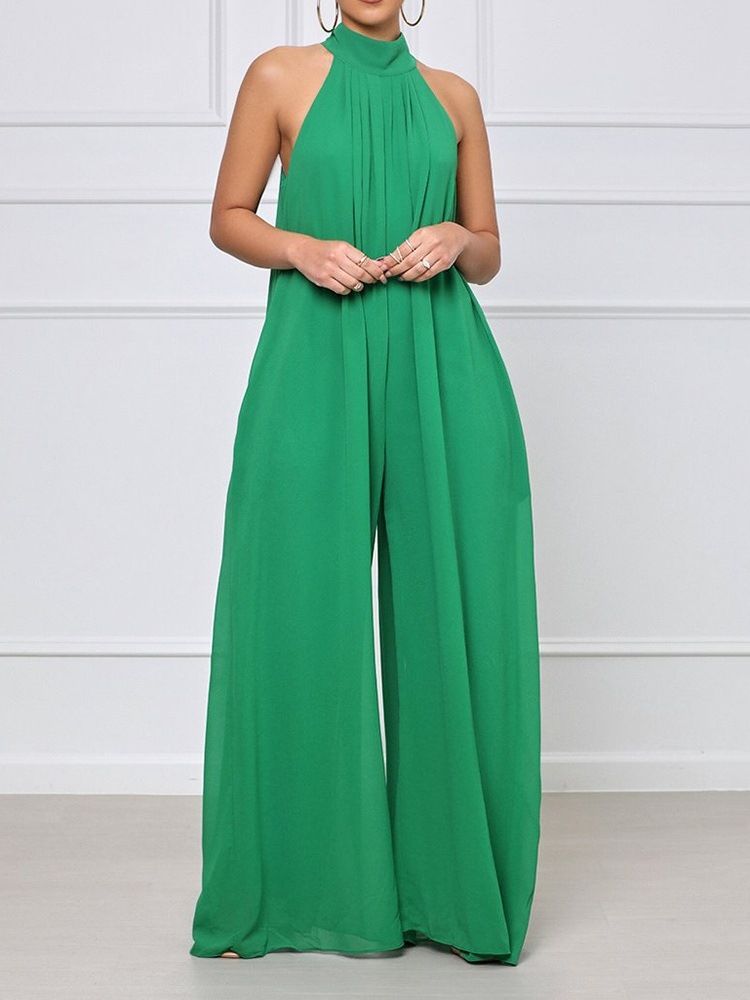 Hellängd Vanligt Mode Rak Lös Jumpsuit