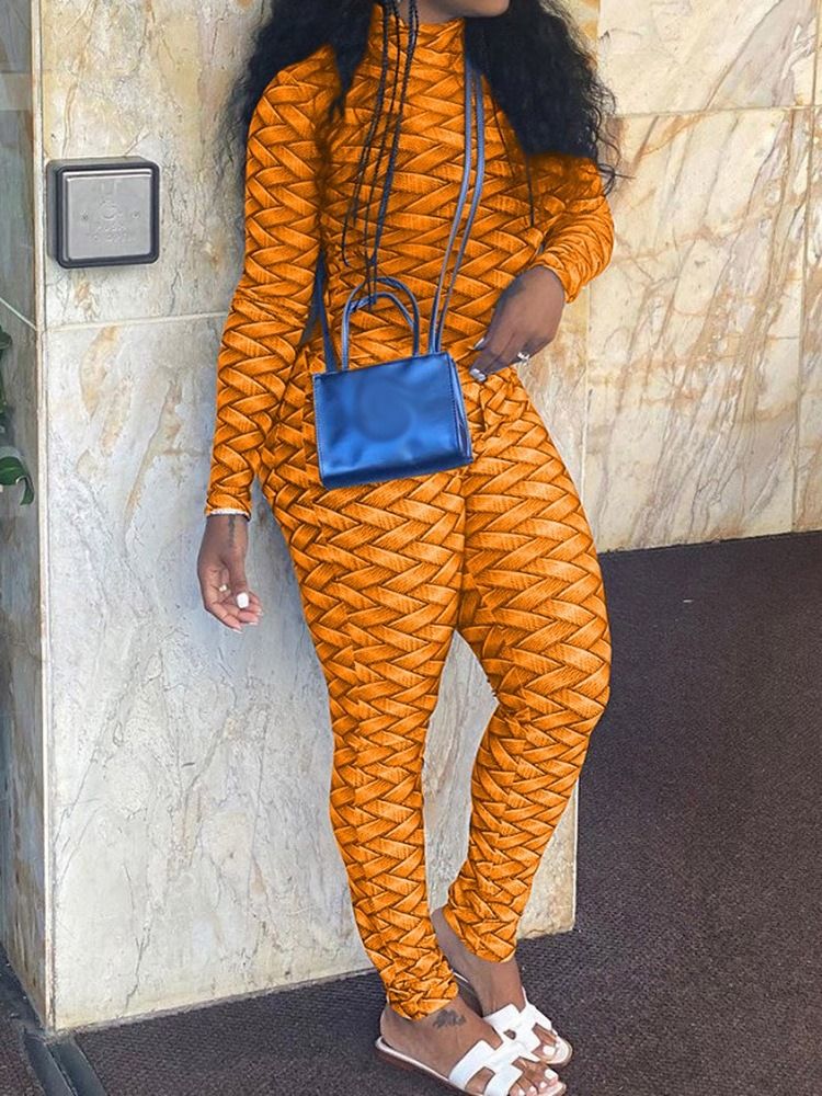 Hellängd Western Color Block Pencil Byxor Skinny Jumpsuit