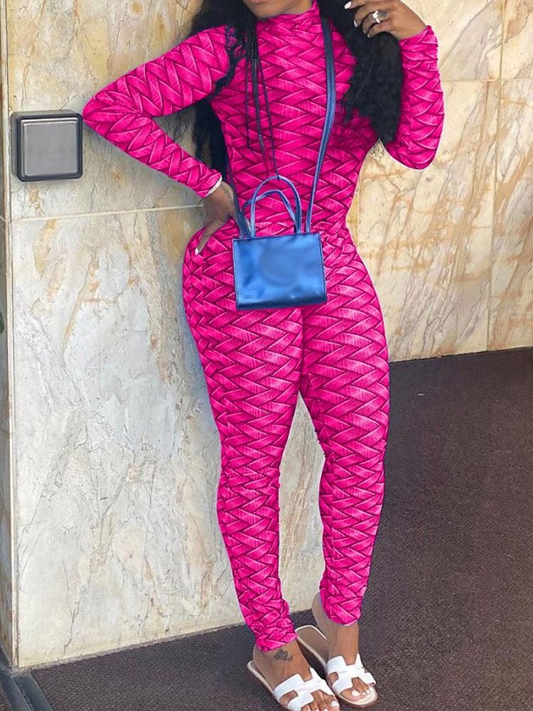 Hellängd Western Color Block Pencil Byxor Skinny Jumpsuit