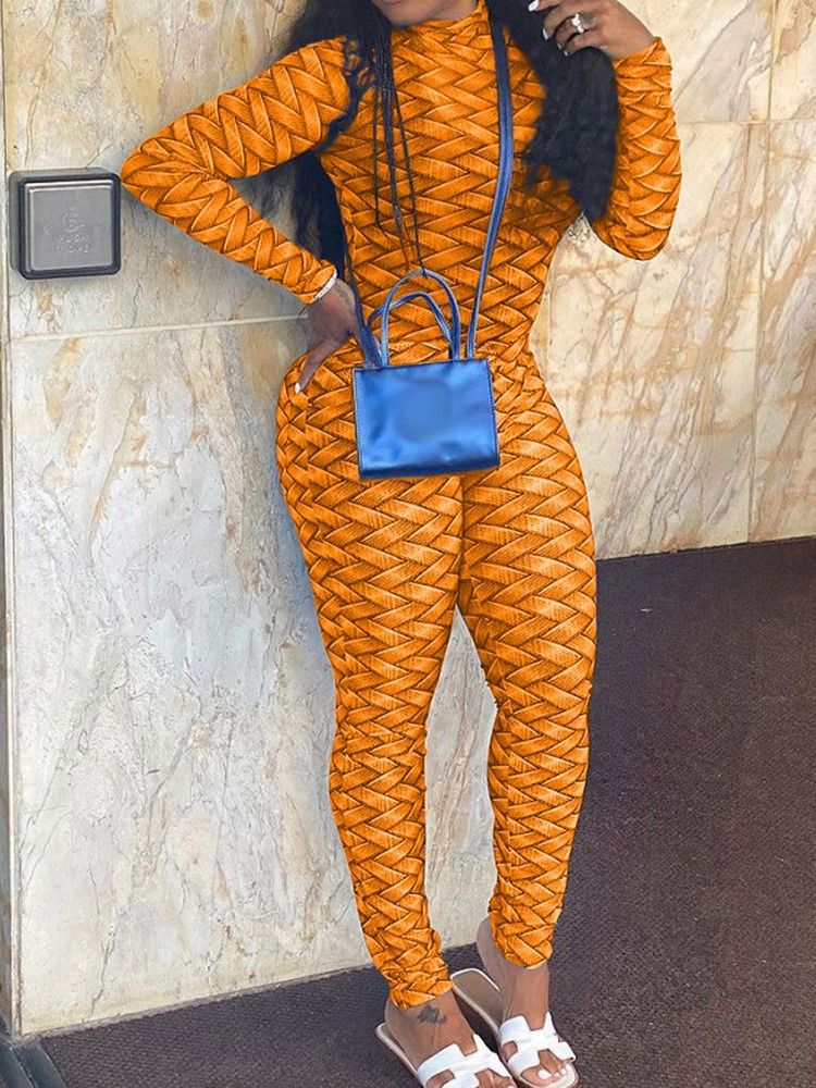 Hellängd Western Color Block Pencil Byxor Skinny Jumpsuit