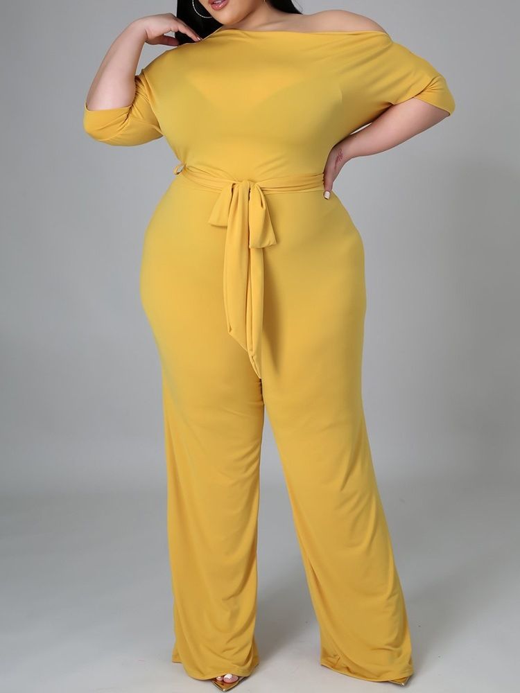 Hellängd Western Plain Slim High Waist Jumpsuit