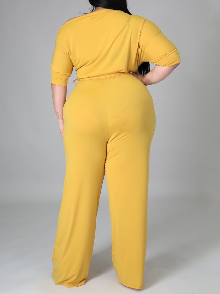 Hellängd Western Plain Slim High Waist Jumpsuit