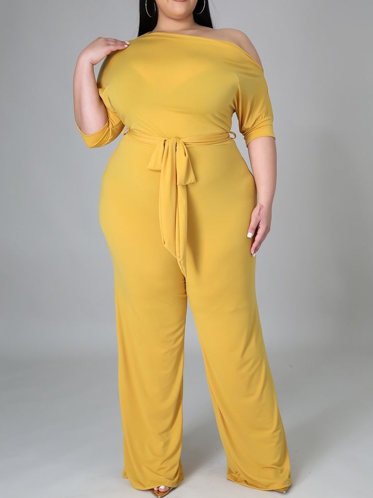 Hellängd Western Plain Slim High Waist Jumpsuit