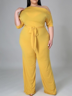 Hellängd Western Plain Slim High Waist Jumpsuit