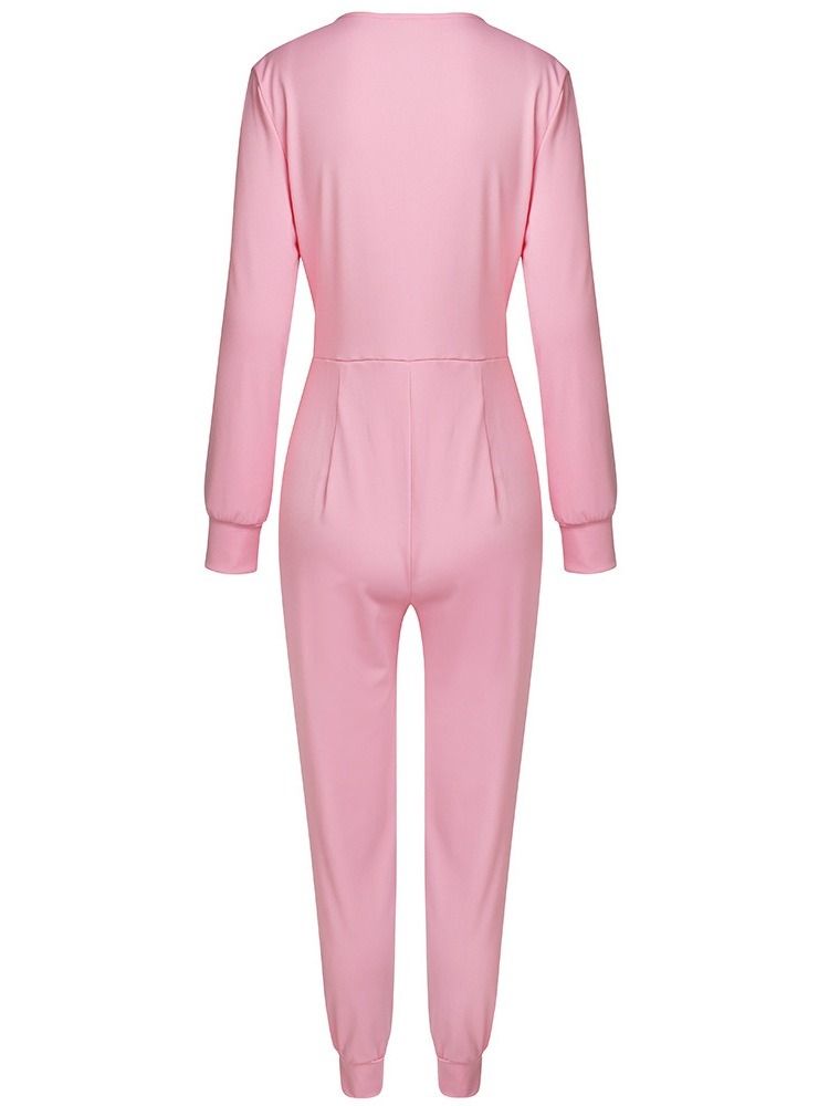 Knapp Fullängd Office Lady High Waist Pencil Byxor Jumpsuit